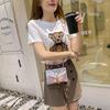 Mobile Phone Bag Women's Summer and Autumn Floral Cat Ear Tassel Contrasting Color Transparent Small Square Bag Single Shoulder Oblique Span Portable