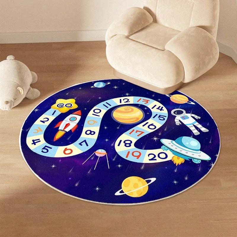 Cartoon Traffic Carpet Mat Rug Vehicles Road Maze Kids Educational Car Home Decoration Round Floor Mat Bedroom Carpet Rug