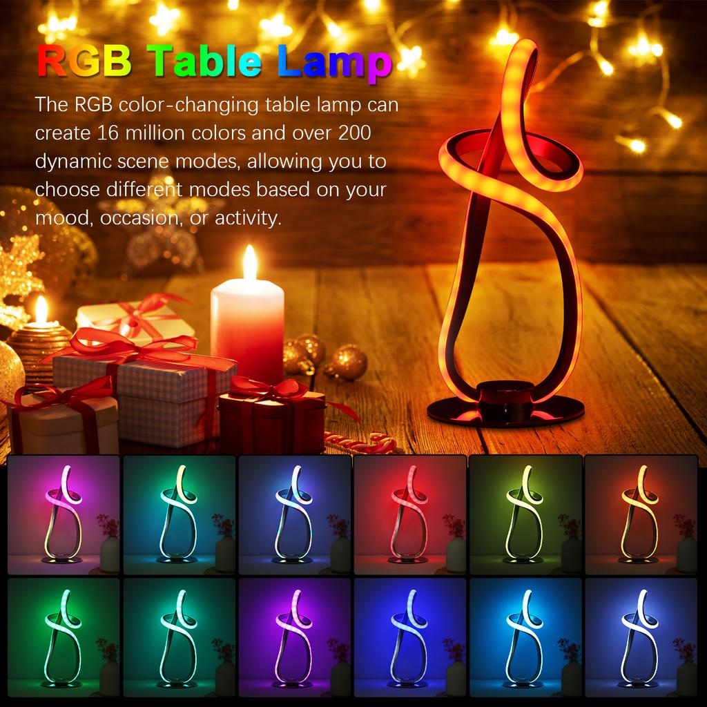 Neoglint Modern Spiral RGB Table Lamp Color Changing Night Light Music Sync Ambient LED Nightstand