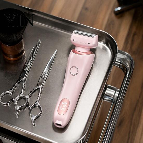 Body Hair Grooming Tool Women Electric Shaver with 2 Heads, Bikini Trimmer Razor LED Display, Removal Epilator for Face Eyebrow Underarms Legs