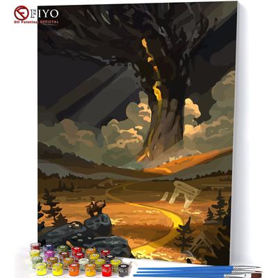 40x50cm Coloring By Number Autumn Scenery Drawing On Canvas Picture Handpainted DIY for Adult Home Decoration