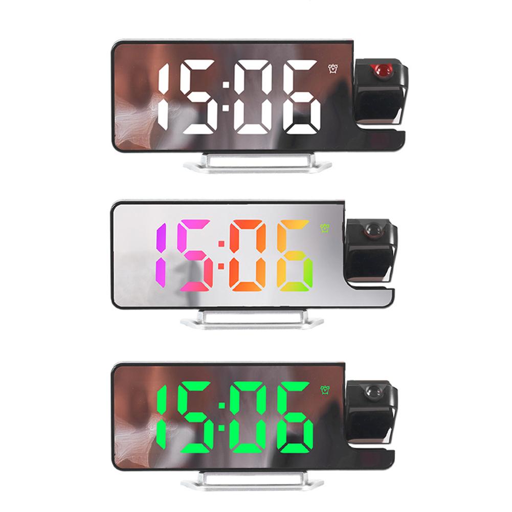 Projection Alarm Clock USB Charger LED Mirror Digital Clock with Temperature Date Projection Digital Alarm Clock for Home Office