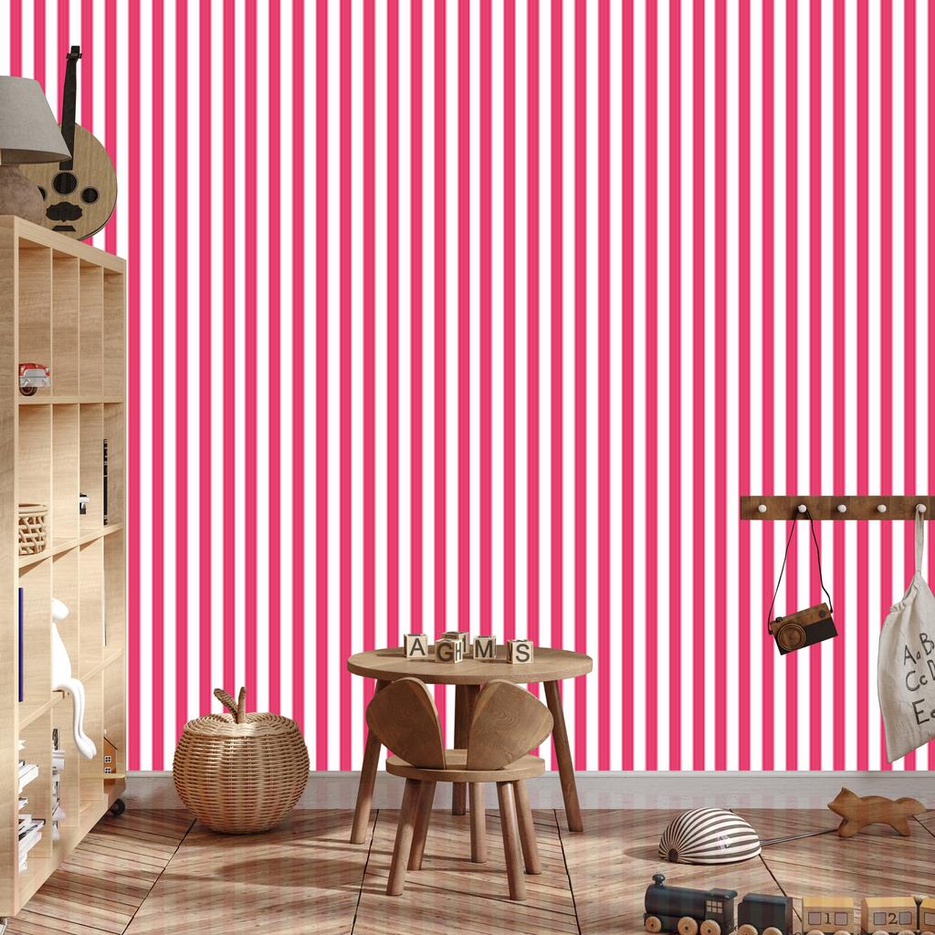 Powder Pink, Pink and White Striped Wallpaper for Living Room and Bedroom 50x1000