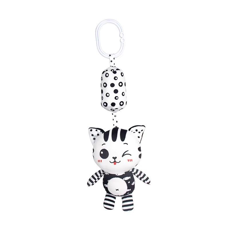 

Newborn Plush Plush Rattle Plaything With Hanging Bell For Crib Car Seat And Stroller Black White Wind Chime Educational Present