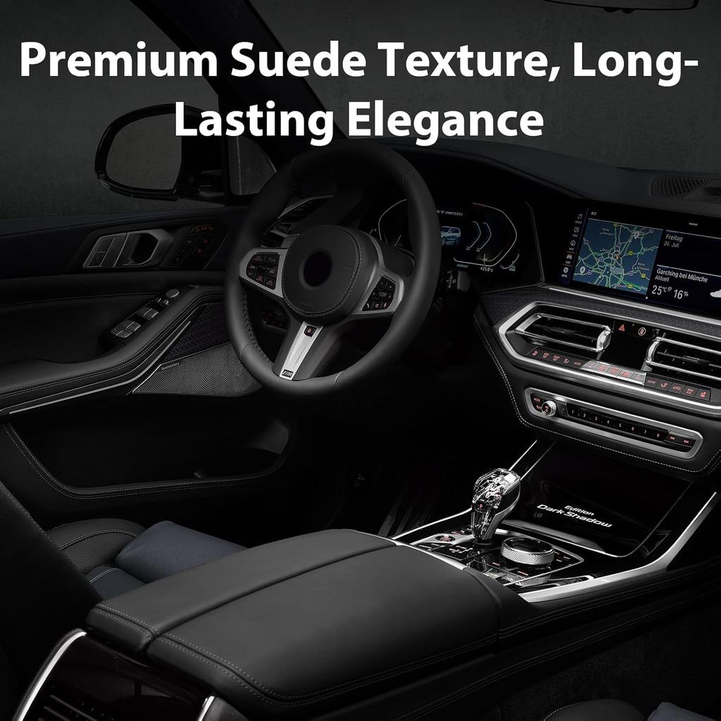 Suede Wrap for Car Interior 16" x 59" - Black Self Adhesive Suede Fabric, Easy Peel Suede Interior Wrap for Car & Home Decor