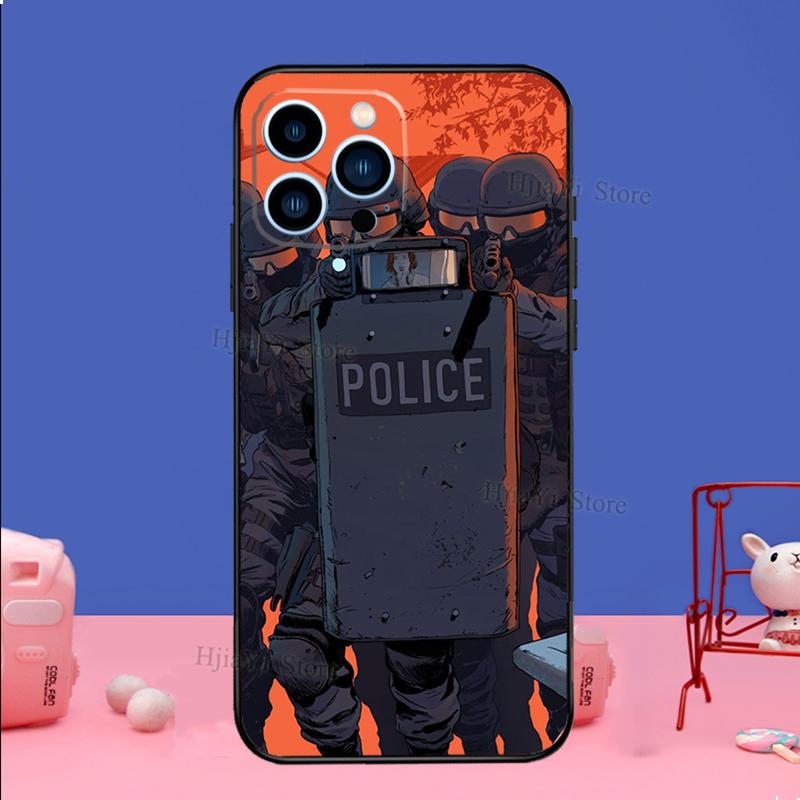 Police Phone Case For iPhone 16 15 12 13 Mini 11 14 Pro XS Max Plus X XR Silicone Cover