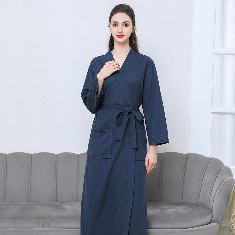 Leichter Waffel-Kimono-Bademantel für Herren – Homewear im Hotel-Stil für Frühling und Sommer