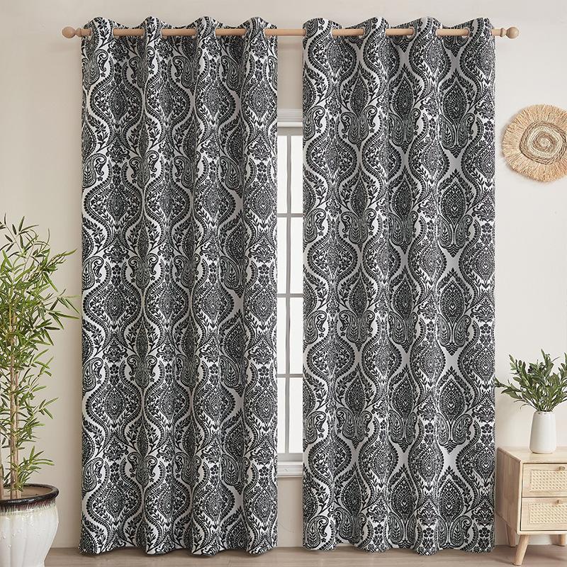 New European Classical Curtains, Full Blackout and Iron Rings, Living Room Balcony, Bedroom Curtains