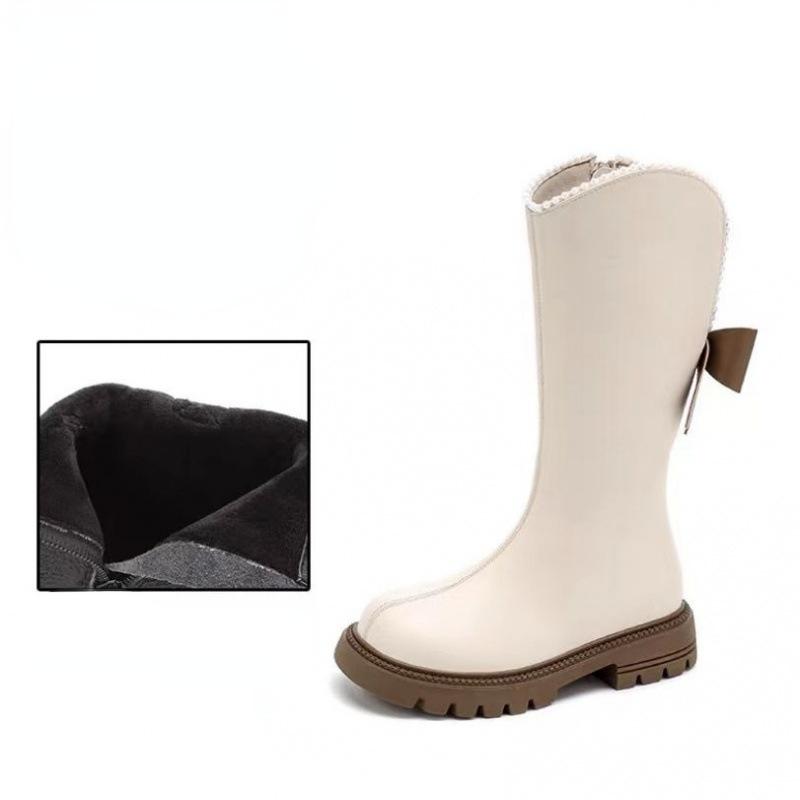 

Высокие сапоги для девочек и детей, новые зимние длинные кожаные сапоги принцессы, иностранные девушки, кашемировая обувь 36 бежевый