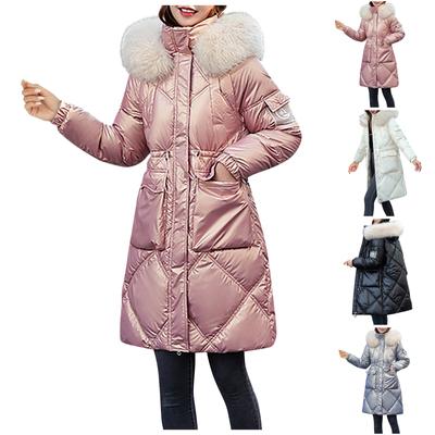 Moda damska Koreański styl Talia Przerzedzenie Ciepły płaszcz o średniej długości Zagęścić kurtkę
