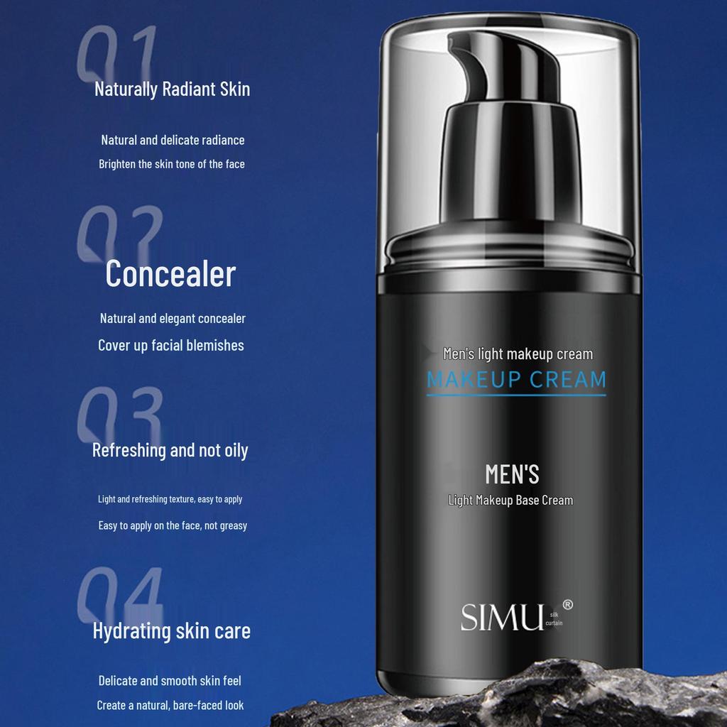 Silk Curtain Men's Bare Face Moisturizing Cream - Natural Concealer Makeup, Non-Whitening Formula