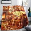 1PC Pompompurin Print Flannel Blanket, High quality All Seasons, Home Decor, Warmth and Comfort, Perfect for Christmas Gifts