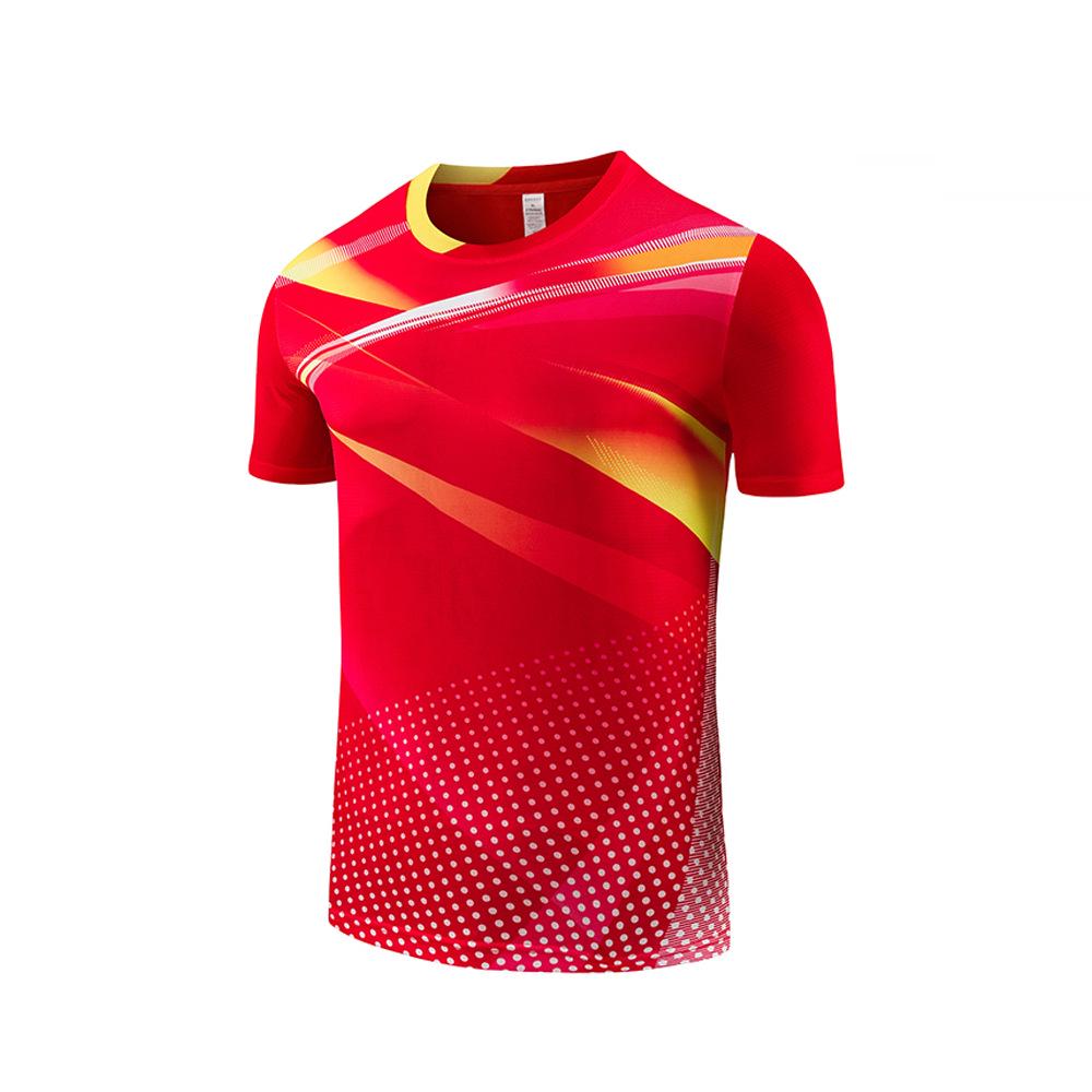 Pánské a dámské potištěné rychleschnoucí badmintonové sportovní oblečení a tréninkové tričko s krátkým rukávem na stolní tenis