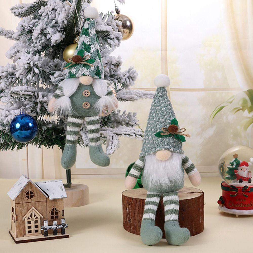 New Green Christmas Decorations High-grade Knitted Rudolf Pendant Cartoon Creative Christmas Gnome Doll Christmas Gift Ornaments