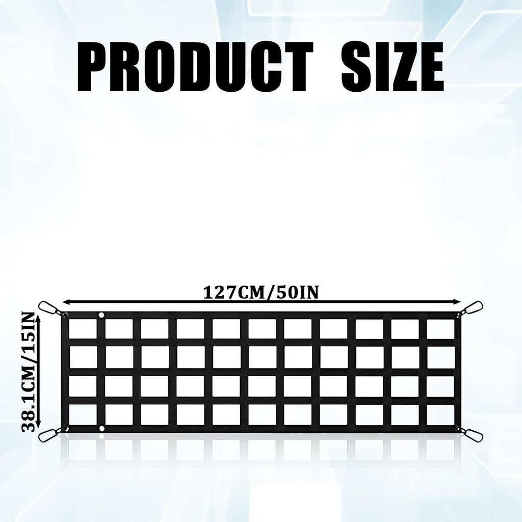 Truck Bed Cargo Net Tailgate Netting, 50" x 15" Heavy Duty Stretch Cargo Nets with Hooks, Adjustable Pickup Truck Bed Organizer Extender, Universal