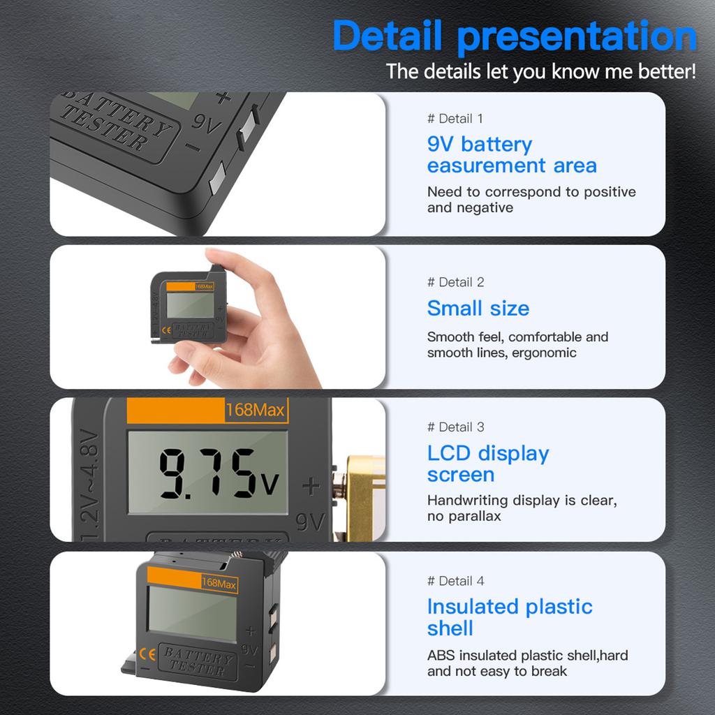 ANENG 168MAX Portable Battery Tester Universal High Precision Battery Voltage Tester For AA AAA LR44 CR2032 18650 9V