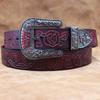 Western Embossed Cowhide Leather Belt - Retro Pin Buckle Men's Genuine Leather Belt for Trendy Young Men.