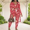 Women Plus Size Tropical Printed Three Piece Set Long Sleeve Open Front Cardigan Strappy Top Long Pants