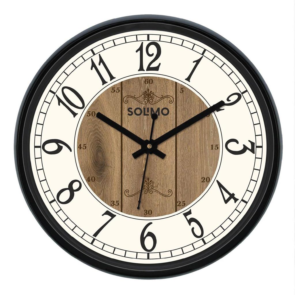 12-inch Plastic & Glass Wall Clock - Clique Clock (Silent Movement), Black