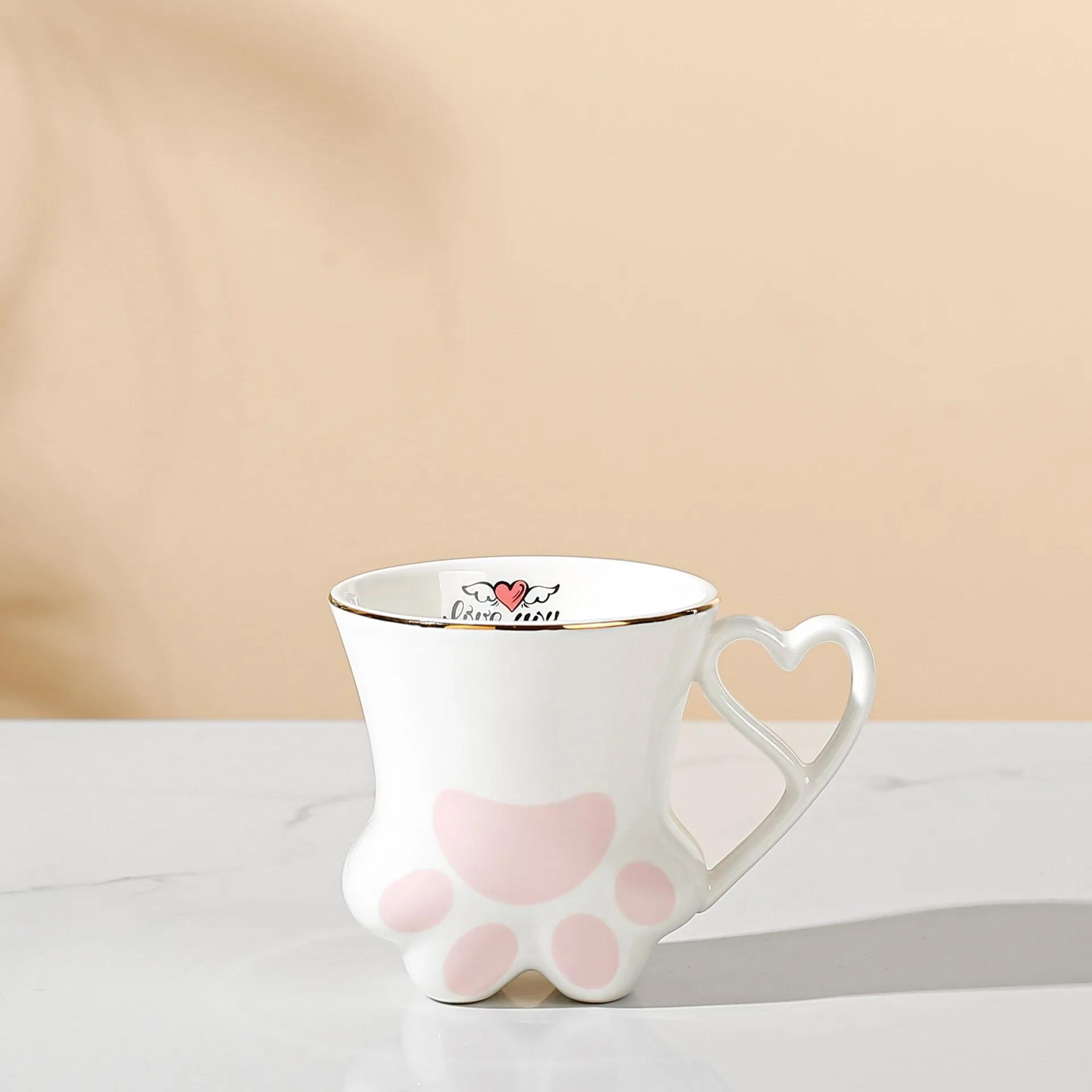 

300ml Ceramic Cat Scratch Cup Mug Originality Cat s Paw Trace in Gold Ceramic Cup High Appearance Level Cup Teacup Couple Cup 300ml білий