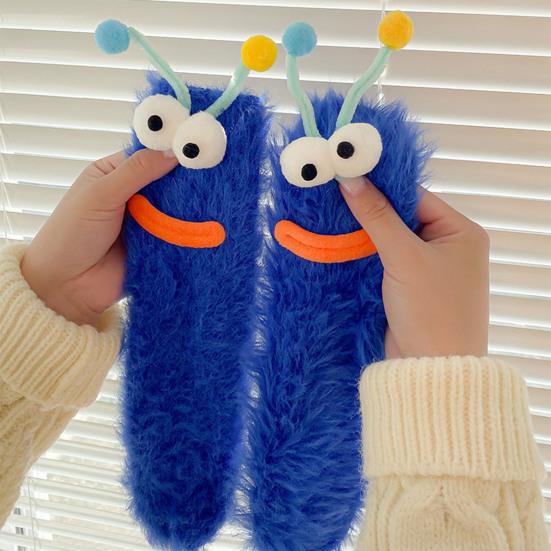 Fuzzy Silly Socks Funny Fluffy Cartoon Socks with Eyes Cute Winter Sleeping Socks for Women Girls Boys Men Indoor Lounging