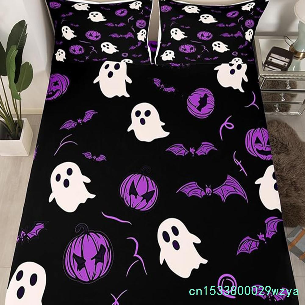 Cute Ghost Bedding Set For Boys, Girls, Teenagers, Bats, Pumpkin Lanterns, Halloween