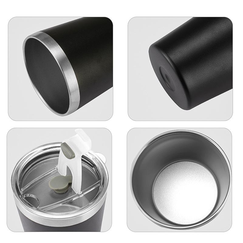Milk Cup, 304 Stainless Steel Insulated Cup with Lid, Coffee Cup, Double-layer Spray Painted Straight Body Car Cup