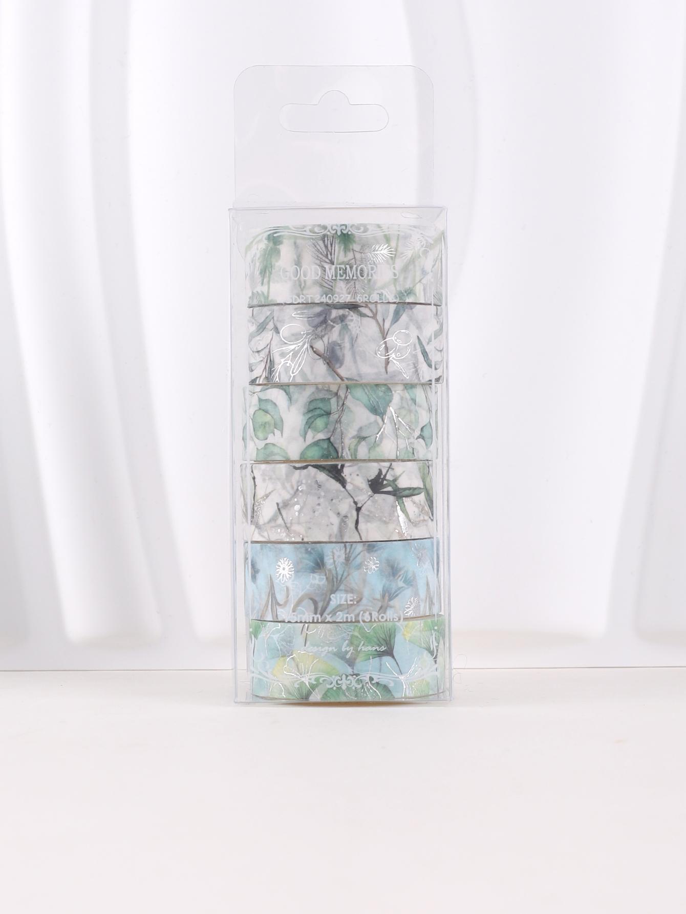 

6rolls/Box Hot Silver Leaves Washi Tape Scrapbooking, And Decor Washi Tapes Scrapbooking Supplies Stationary Delicate Washi Tape