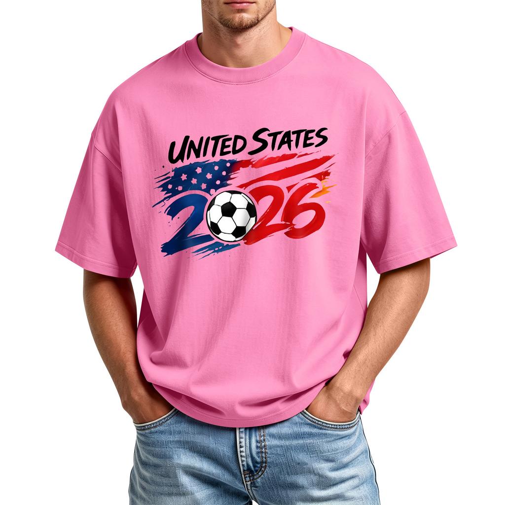 Men's Printed Round Neck T-Shirt Casual Sports Short-Sleeve Top