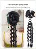 Golden Thread Chinese Five-Strand Fishtail Braid Ponytail & Flower Bun Bridal Hair Robe for Photography