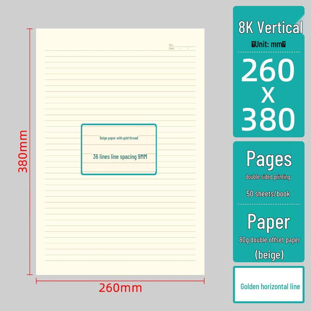 A3 Large Horizontal Line Paper Notebook - Single Line for Office, Student Mind Maps, Drafts