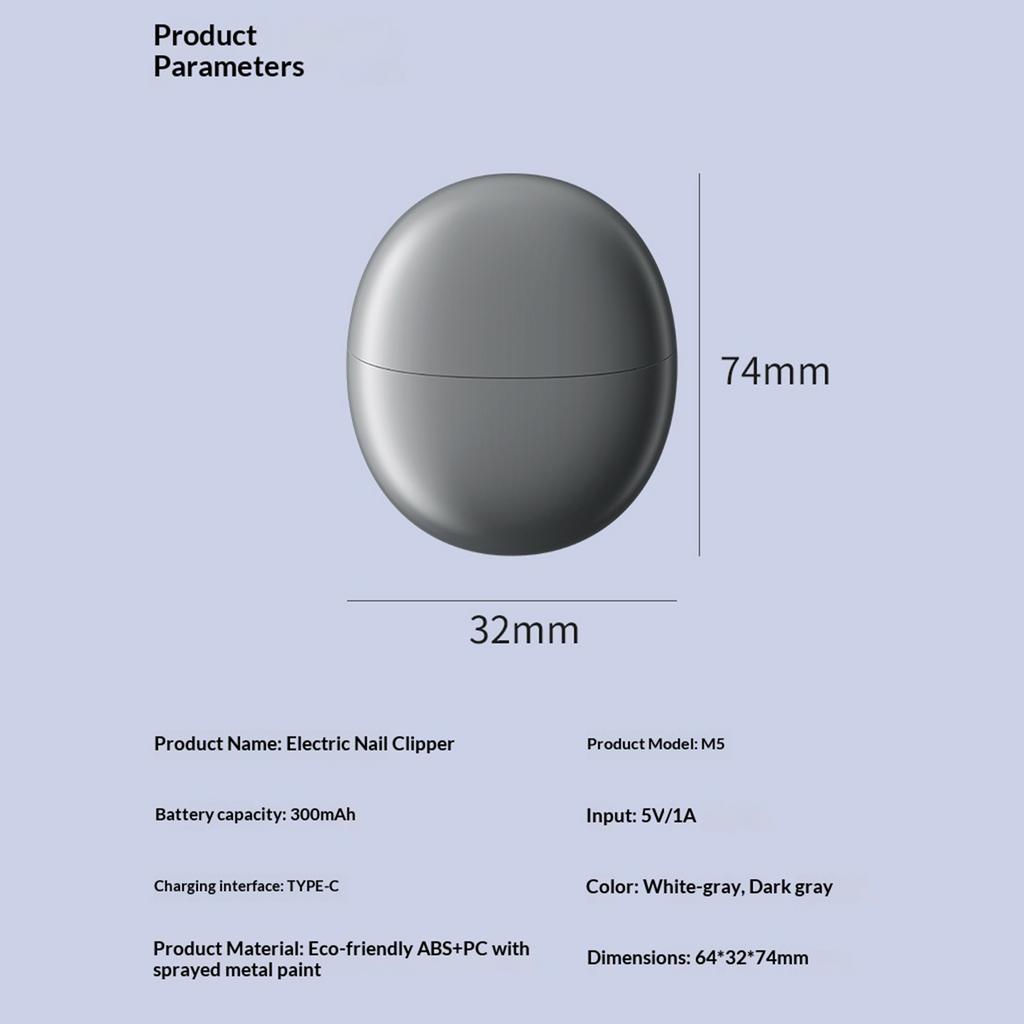 Electric Nail Clipper with Light and Scraps Storage Automatic Nail Trimmer Rechargeable Nail Cutter for Baby Care Adults Nails