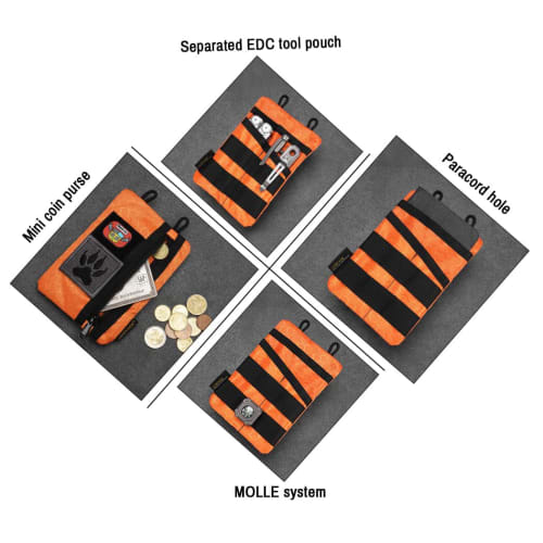 VIPERADE VE3-P Pocket Organizer Pouch, EDC Pocket Organizer for Men with DIY Patch Area, 4-Tool Storage EDC Pouch for Flashlights, Pocket Knives, Tact