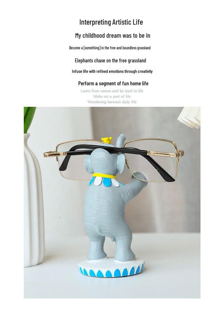 Elephant Eyeglass Holder Resin Stand - Children's Desktop Ornament & Gift