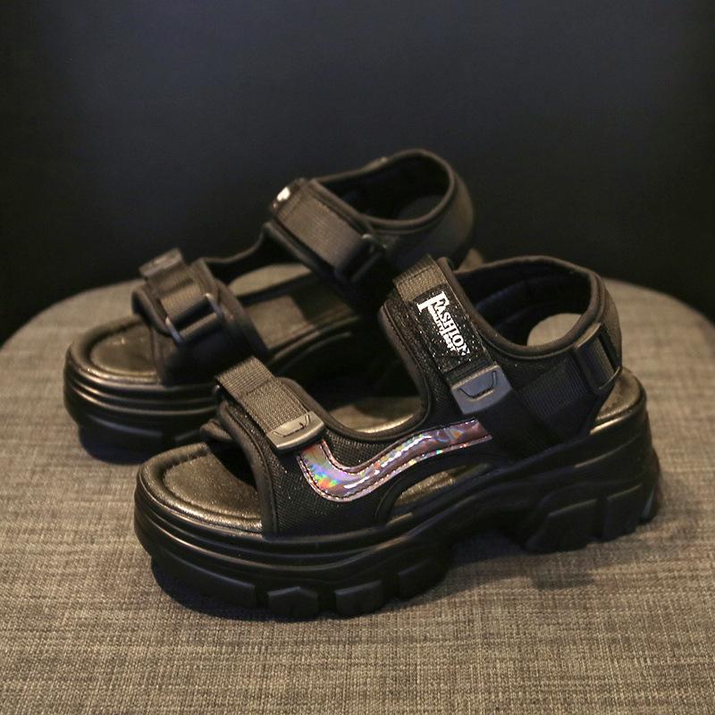 Sports sandals women's 2025 new summer versatile muffin thick-soled wedge heel fashion outer wear beach women's shoes