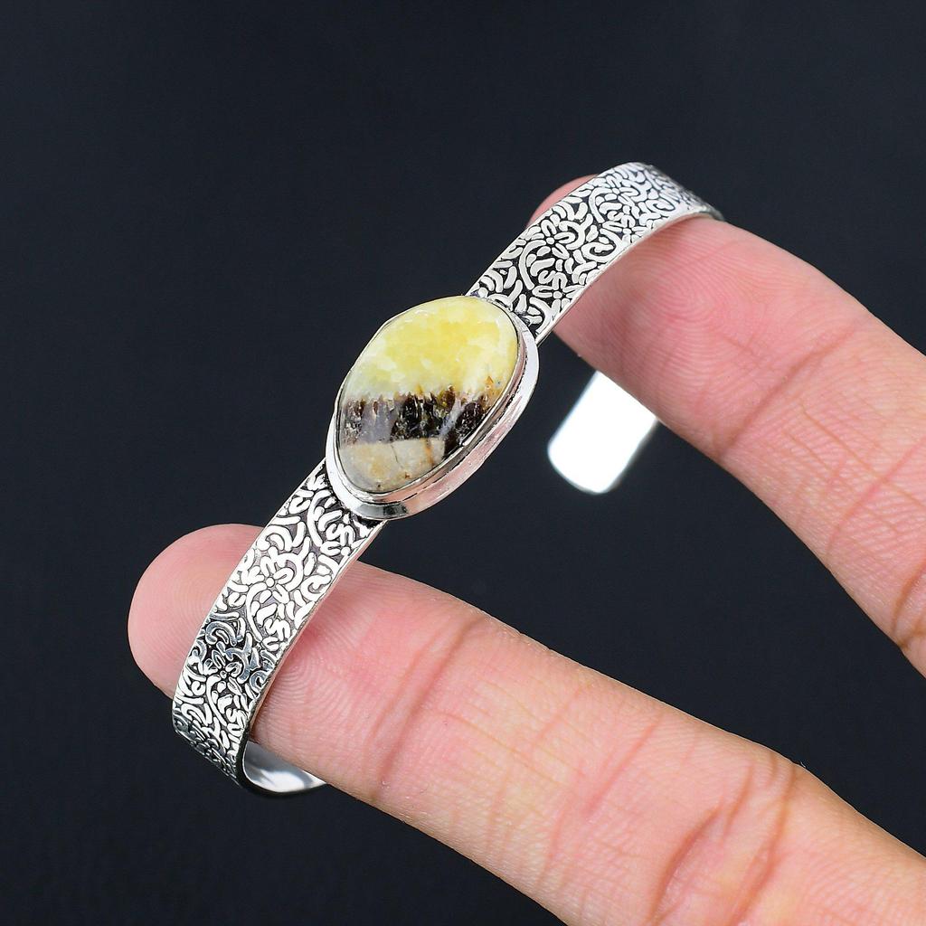 925 Sterling Silver Oval Septarian Stone Anniversary Birthday New Bangle Jewelry
