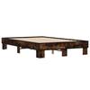 Bed Frame Smoked Oak 140 X 190 Cm Wood Based Material and Metal