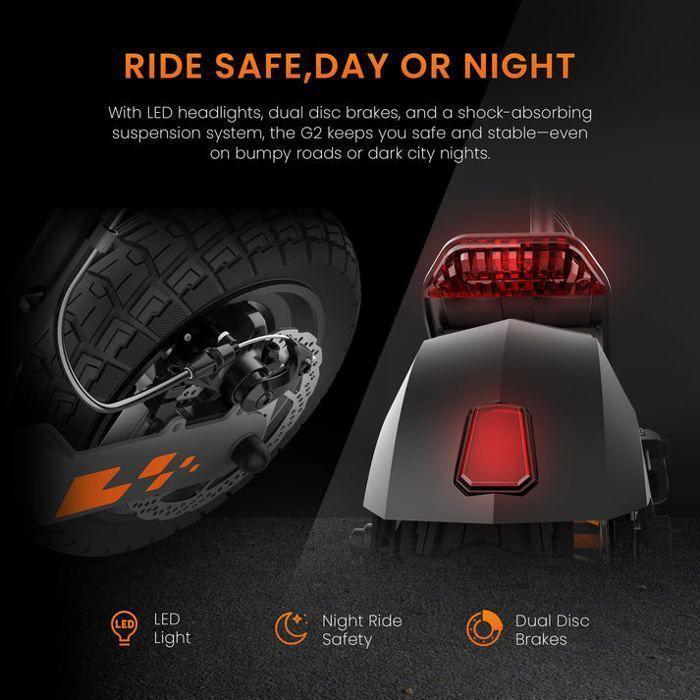 KUKIRIN G2 PRO - Trotineta elétrica dobrável - Rodas 9" - Motor 600W - Bateria 48v 15Ah - Autonomia 55KM – Preto