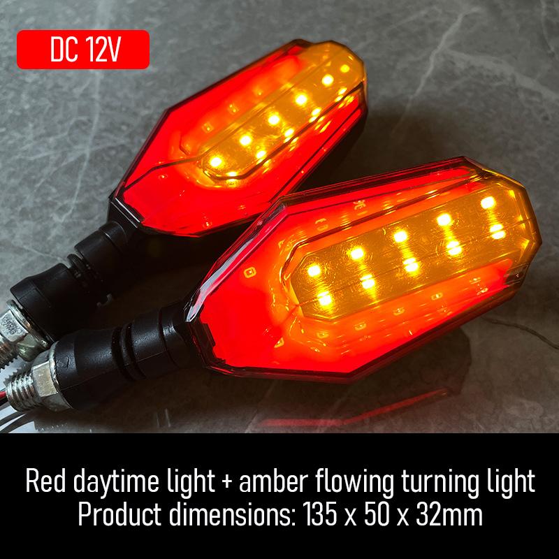 Universal Motorcycle 12V LED Front Turn Signal Light Amber Turning Lights for Retrofit/Upgrade Red + Amber