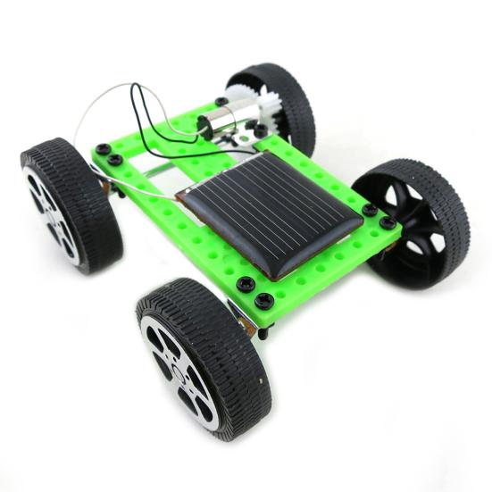 1 Set Toy Car Kit Mini Solar Powered Plastic Electronic Components Assembled Vehicle Toy Kit for Children