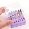 49 Holes Nail Drill Bits Holder Nail Polish Head Storage Box with Clear Dust Lid for Salon Home Purple