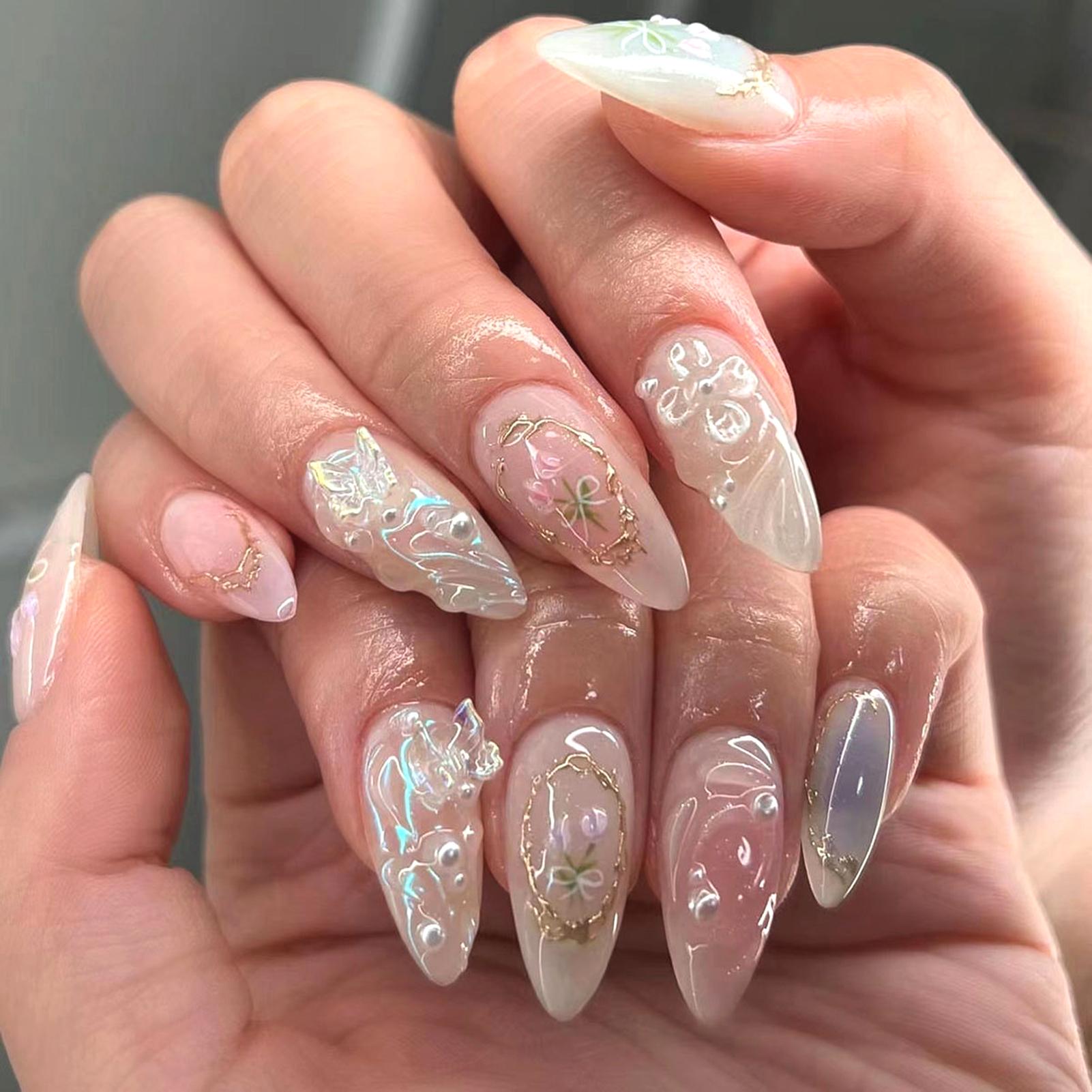 Blush Pink Smudging Fake Nails Ultra-flexible Long Lasting Fake Nails for Manicure Lovers and Beauty Bloggers A розовый