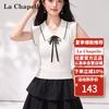 La Chapelle Women's Contrast Collar Slim-Fit Knit Top