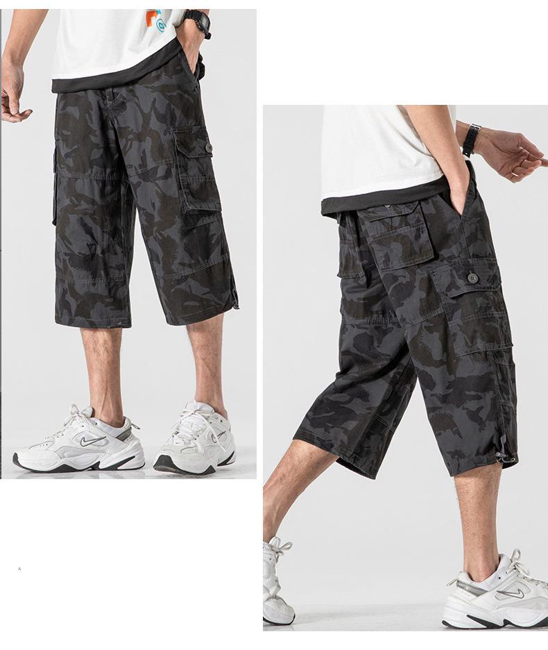 Pantaloncini in Cotone Sotto il Ginocchio Lunghi 3/4 da Uomo Pantaloni Capri Tattici Multi Tasche Pantaloni Cargo da Lavoro Estivi in Twill Uomo