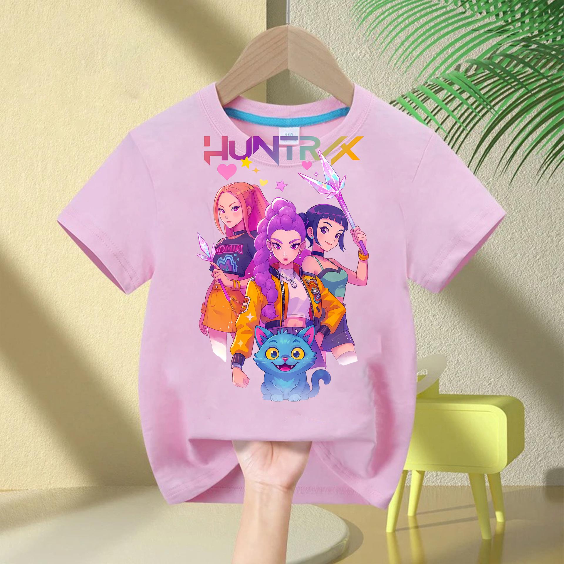 Dämonenjäger-Trupp Kinder Anime Print Lässiges Kurzarm-T-Shirt 120 cm rot