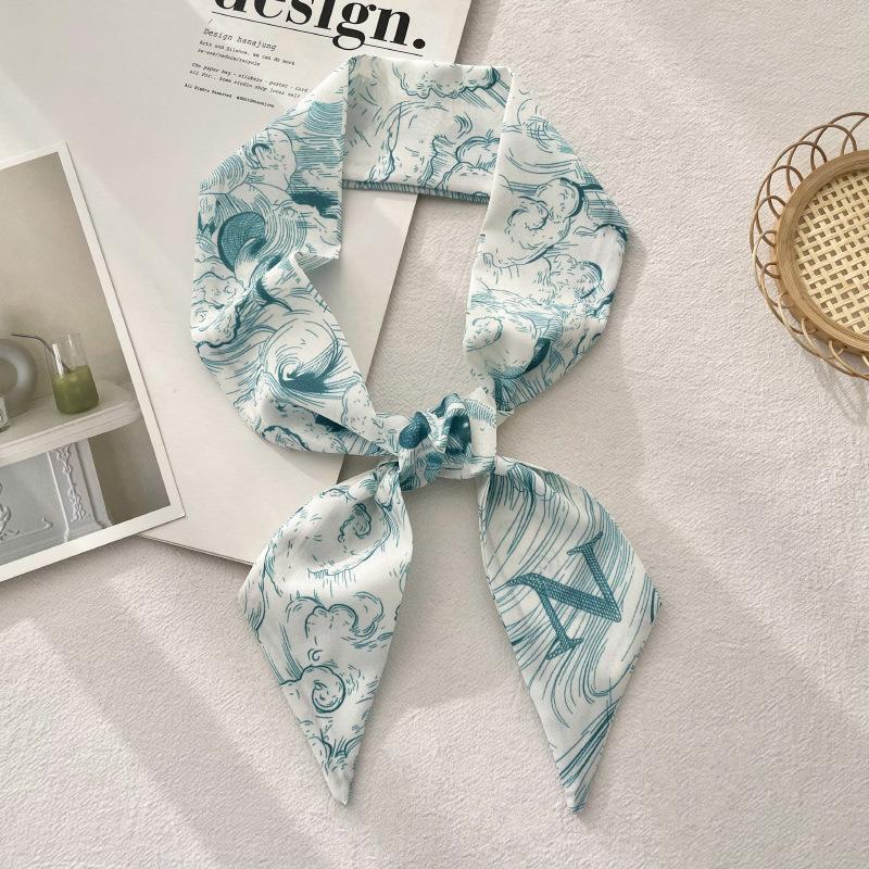 

Luxury 6*94cm Slender Model Temperament Small Scarf Long Silk Scarf Hair Band Women s All-Match Double-Sided Streamer 6x94cm