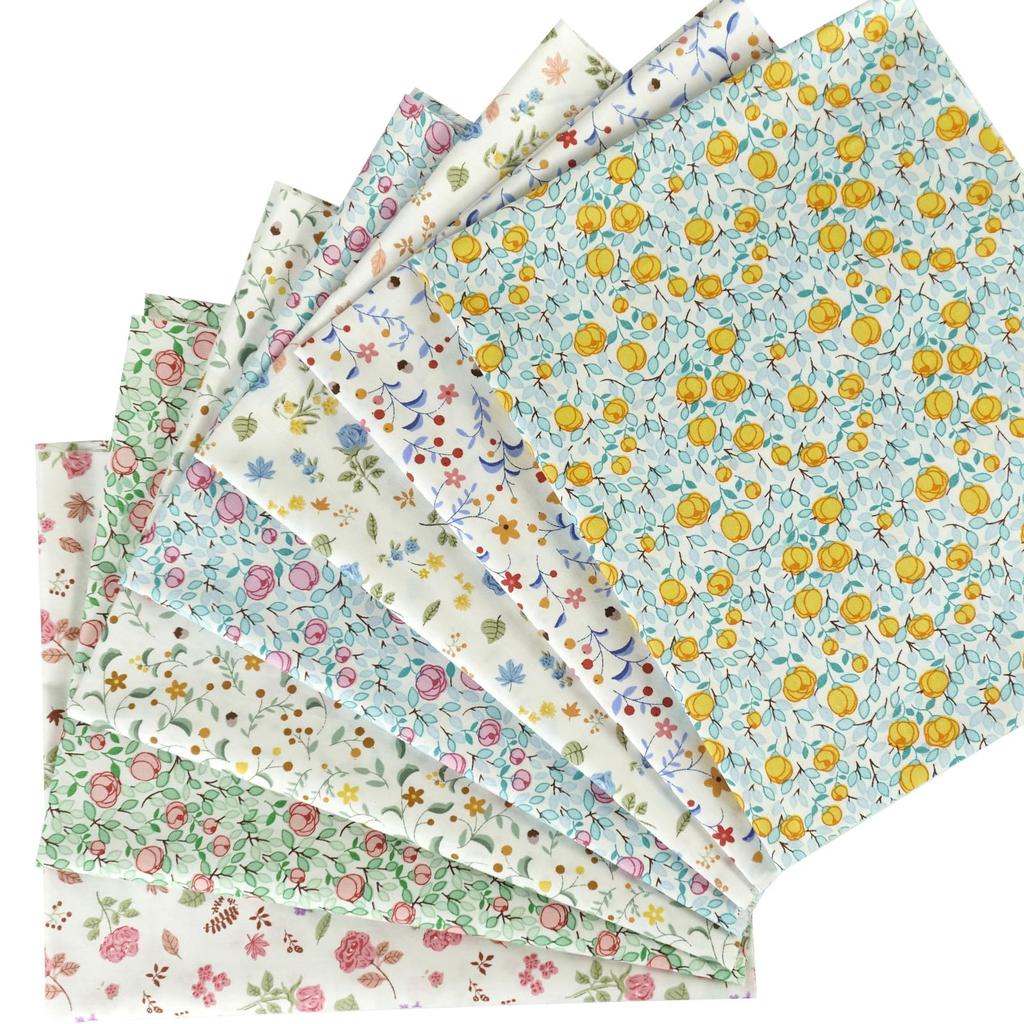 Set of 7 Floral Rose and Tulip Patchwork Printed Cute Fabric Lucky DIY Craft Fabric 46x56cm Fabrics, 100% Cotton, Designs, Fabric, Fabric, Scraps,