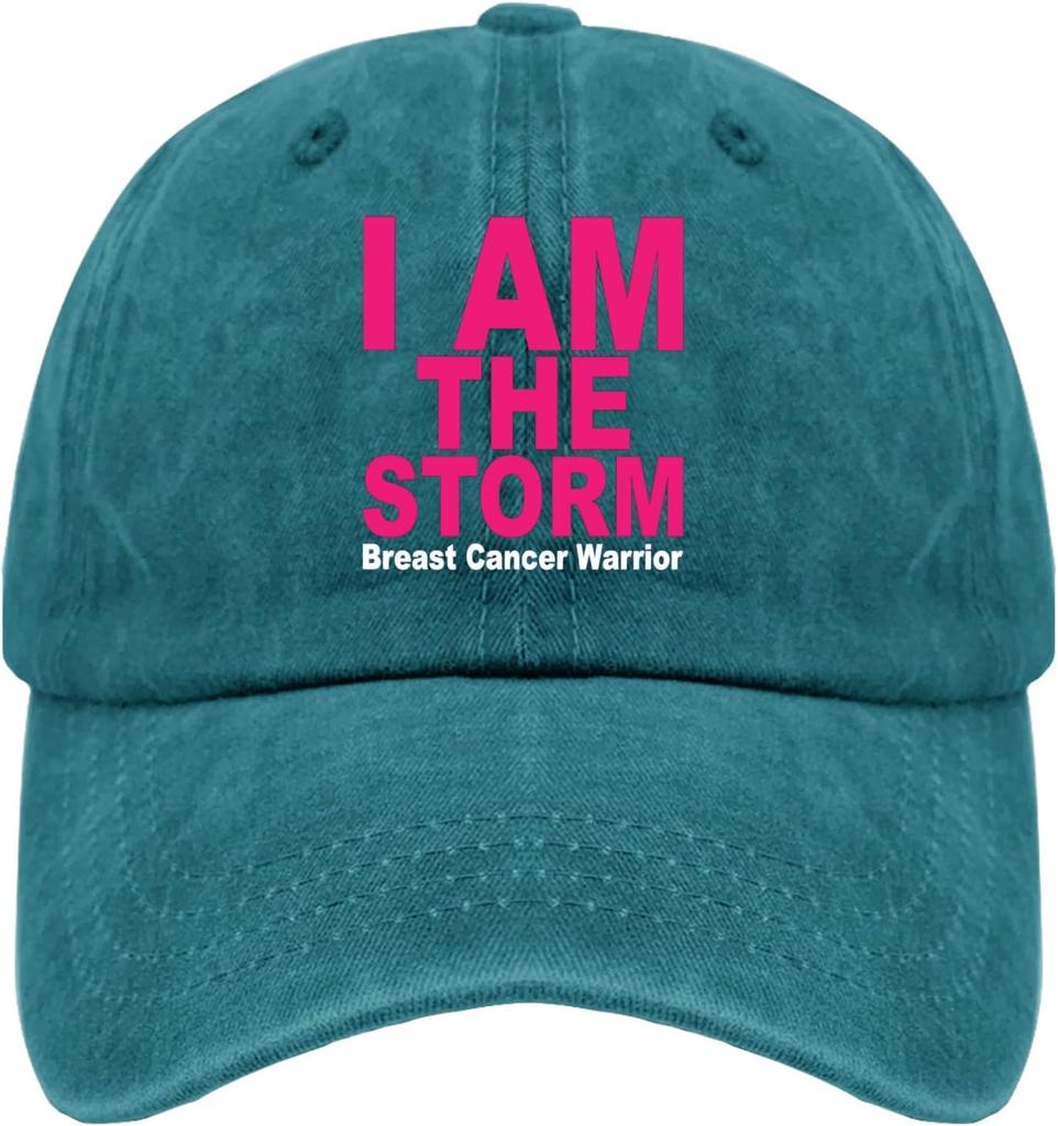 I Am The Storm Breast Cancer Warrior Baseball Cap Polyester Casual Sun Protection Adjustable Hat