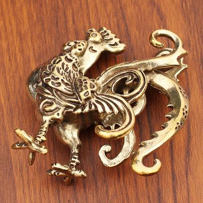 Mosiężne ozdoby dwunastu znaków zodiaku kreatywny zodiakalny kur stojący kur metalowe rękodzieło czysta miedź małe brązowe ozdoby