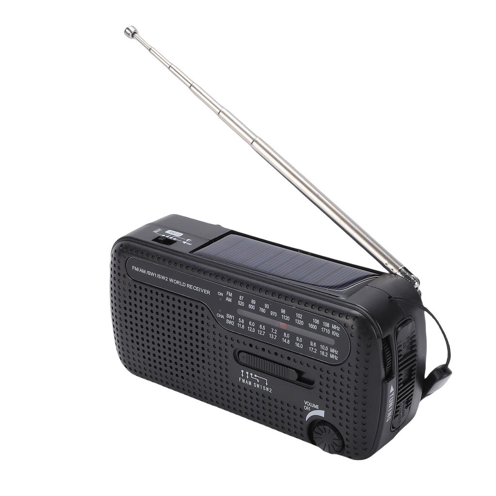 Portable Solar Radio NOAA Weather Hand Crank AM FM Shortwave Emergency Radio with LED Flashlight